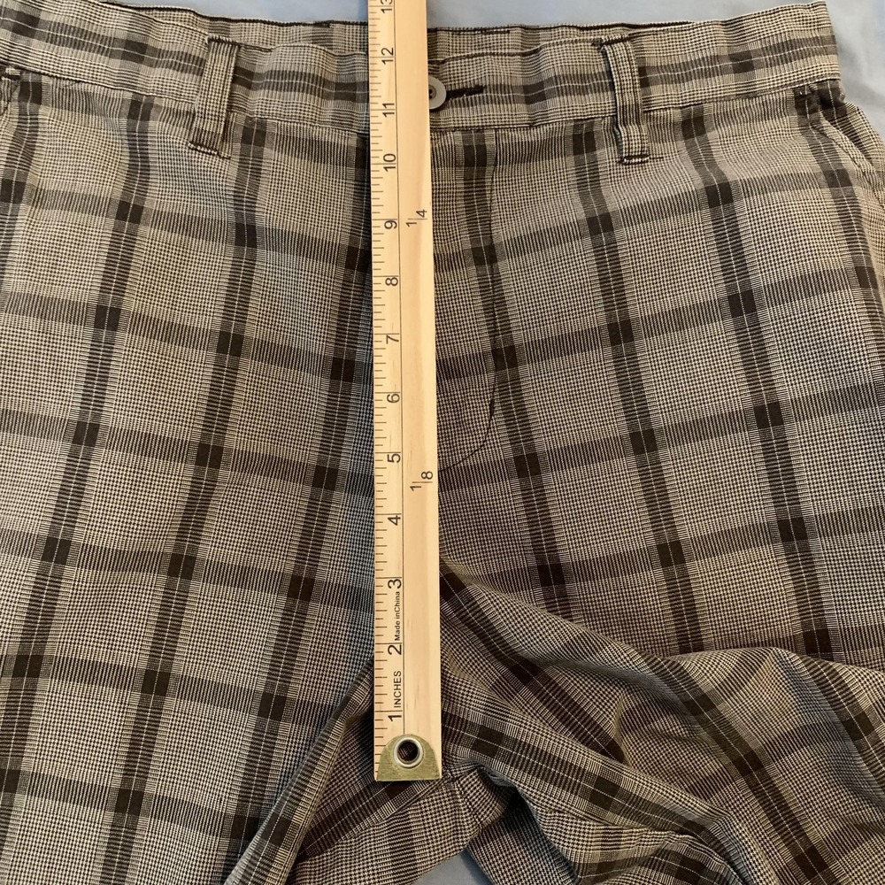 Burnside Shorts Mens 30 Brown Tan Plaid Flat Front Casual Chino Golf‎ Shorts - Picture 4 of 8